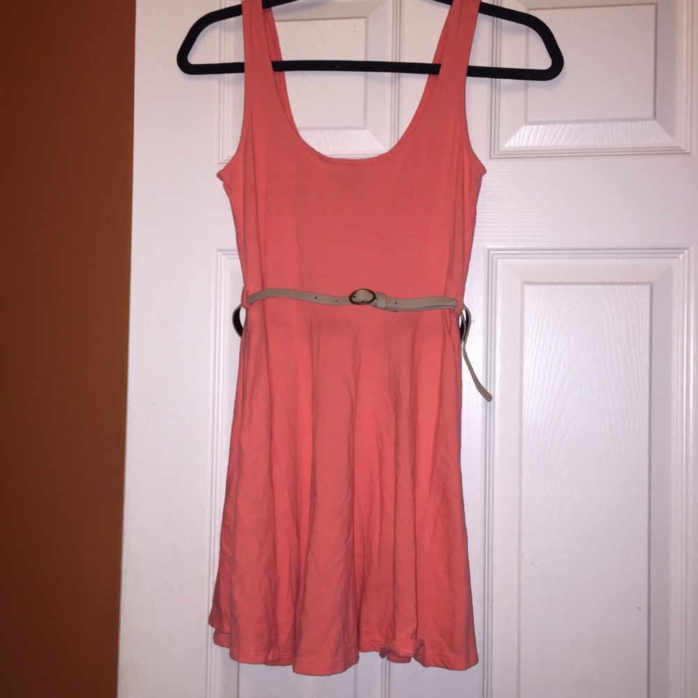 F21 Peach Dress w/ Beige Belt